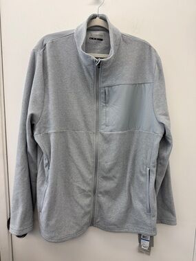 PGA Tour Mens Light Gray Thermal Full-Zip Jacket